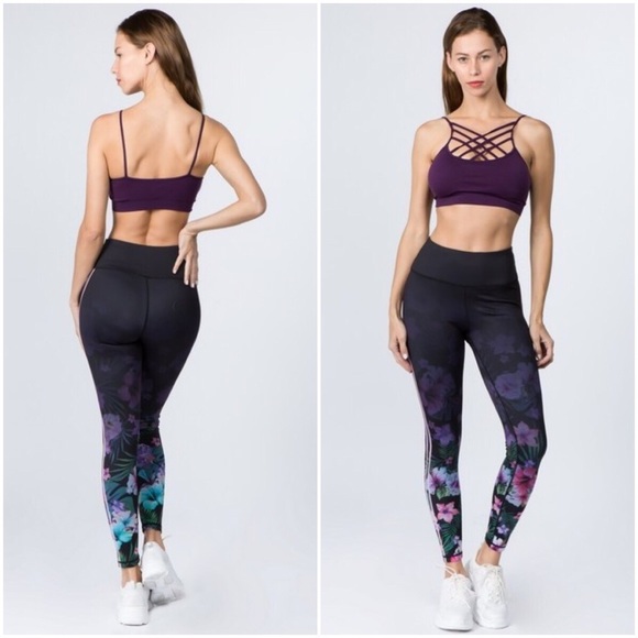 Kate | Side Stripe & Tropical Floral Leggings - Picture 3 of 5